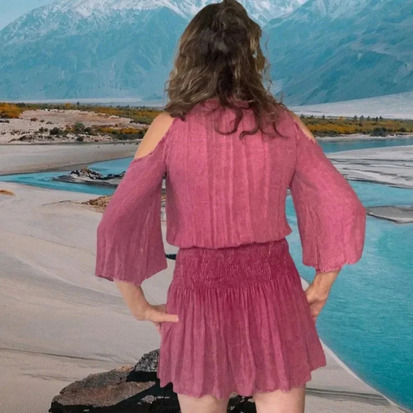 Flying Tomato Cold Shoulder Mini Dress Medium Cranberry/Maroon Size Medium - Picture 13 of 16